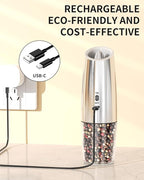 CIRCLE JOY Rechargeable Gravity Electric Salt and Pepper Grinder Set, Stainless - Image 3