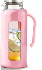 Delove Glass Pitcher with Lid & Shatterproof Shell – Heat-Resistant by Delove