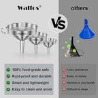 Stainless Steel Funnel, Walfos 3 Pack Kitchen Funnel - Image 5