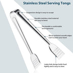 8 Pack Serving Tongs, 9 Inch, Stainless Steel - Image 7