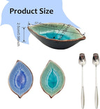 2 Pack Coffee Spoon and Leaf Rest Set, Ice Cracks Leaf Ladle Holder, Tea Spoon - Image 2