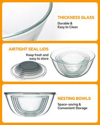 Glass Mixing Bowls with Lids Set of 5, Thick Glass Nesting Bowls - Image 6