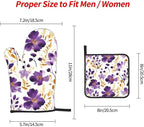 Spring Purple and Gold Floral Oven Mitts and Pot Holders Sets of 3, Non-Slip - Image 8