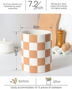 Utensil Holder，7.2 Inch Checkered Utensil Holder, Ceramic Cooking Utensil - Image 6