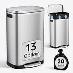 ELPHECO Kitchen Trash Can with Lid Soft Close, 13 Gallon / 50L Stainless Steel by ELPHECOUSA