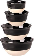 HASENSE Nesting Ceramic Mixing Bowls Set of 4, 2.5/1.5/1.0/0.5 Qt Black & Beige by Hasense