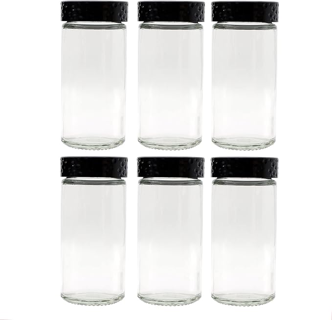 Tianifa 6pcs Black Spice Jars, 3 oz Glass Seasoning Bottles, Spices Container by Tianifa