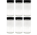 Tianifa 6pcs Black Spice Jars, 3 oz Glass Seasoning Bottles, Spices Container by Tianifa