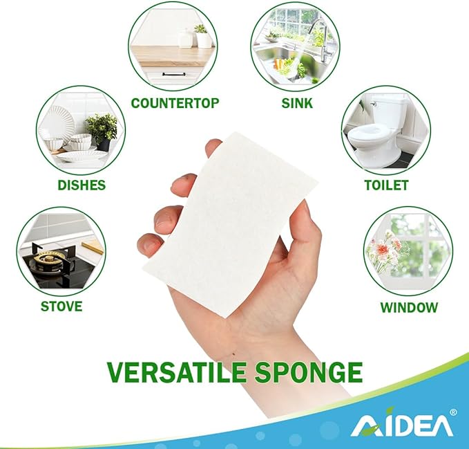 AIDEA Non-Scratch Scrub Sponge-24Count, Sponges Kitchen, Natural Sponge - Image 6