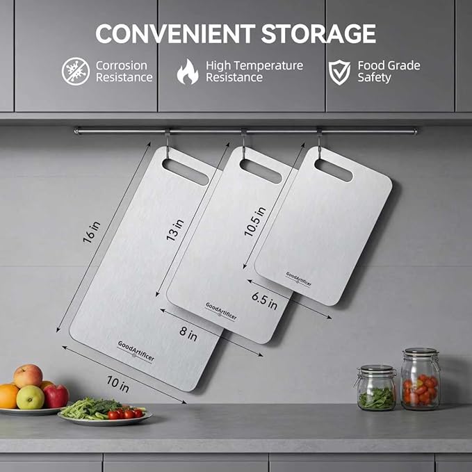 Titanium Cutting Boards, 100% Pure Titanium Kitchen Cutting Board, Double-Sided - Image 4