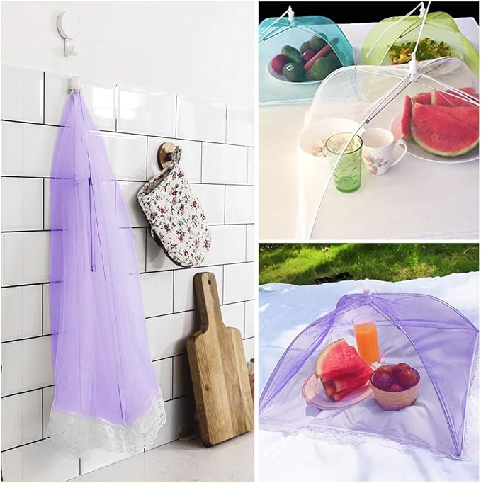 Pop-Up Mesh Screen Tent Umbrella, SPANLA 8 Pack Colored Food Cover Net - Image 6