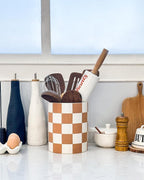 Utensil Holder，7.2 Inch Checkered Utensil Holder, Ceramic Cooking Utensil - Image 3