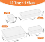 SpaceHacks 15 PCS Clear Plastic Drawer Organizer Set, 4-Size Acrylic Drawer - Image 3