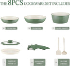 Ceramic Cookware Set Non Stick 8Pcs Pots and Pans Set Detachable Handle - Image 2