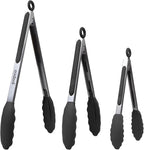 Popco 3-Piece Kitchen Tongs Set – Stainless Steel Heat Resistant Silicone Tips by POPCO