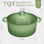 Umite Chef Enameled Cast Iron Dutch Oven-7QT Pot - Image 2