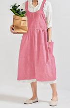 Uaussi Cotton Linen Apron Cross Back Work Apron - Image 6