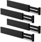 Utoplike 4 pcs Bamboo Kitchen Drawer Dividers Large, Adjustable Black Drawer by Utoplike