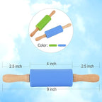 Mini Silicone Rolling Pin for Kids, Non-stick Surface Wood Handle, 9 Inch 12 - Image 3