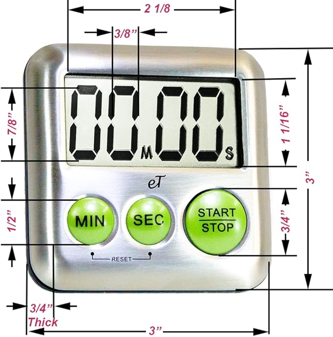 Elegant Digital Kitchen Timer Stainless Steel - Image 4