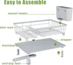 Dish Drainer Rack with Drip Tray, Sink Dish Drainer with Drainage Spout - Image 4