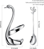 AnSaw Silver Small Coffee Spoon Holder Set, Swan Base - Image 2