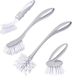 Dish & Bottle Brush Set, 4-Piece Kitchen Cleaning Brushes, Plastic Handles by Perastra