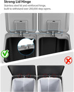 Lovewind Kitchen Trash Can, 2 x 8 Gallon Stainless Steel Trash and Recycle Bin - Image 7