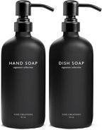 Vine Creations Black Glass Soap Dispenser Set, Dish Soap and Hand Soap by VineCreations