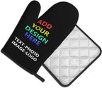 Custom Oven Mitts and Pot Holders Sets Personalized Customized Logo Text Image - Image 2