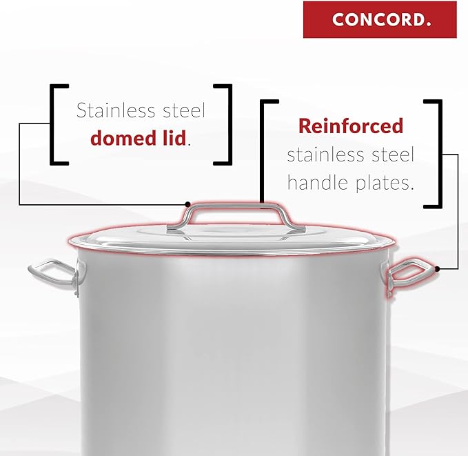 Concord 50 Quart Stainless Steel Stock Pot Cookware - Image 7