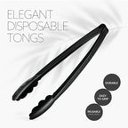 Plasticpro 12'' Serving Tongs Heavy Duty Reusable Kitchen and BBQ Black Serving - Image 4