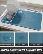 AMOAMI-Coffee Mat Hide Stain Rubber Backed Absorbent Dish Drying Mat - Image 3