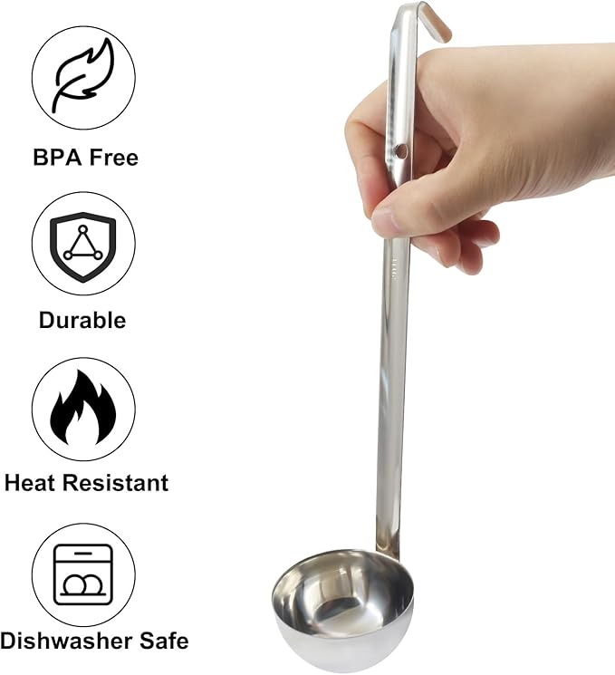 5 Oz Stainless Steel Ladle, 11.8" Long Handle Length - Image 4