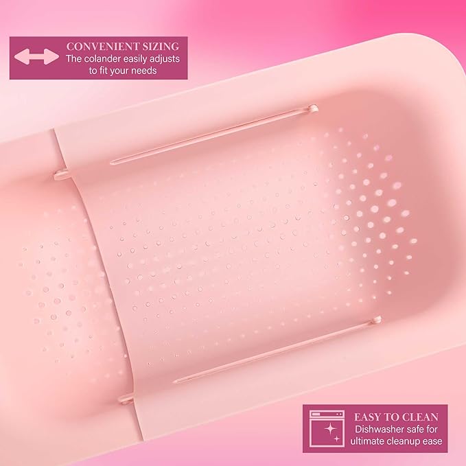 Paris Hilton Over the Sink Expandable Colander, Extendable Strainer, Adjustable - Image 5