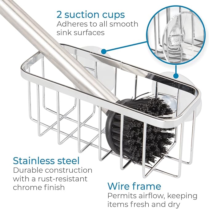 iDesign Gia Stainless Steel Dish Sponge Holder Basket - Image 5
