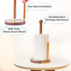 14" Acacia Wooden Paper Towel Holder, 6.7" Large Heavy Base Wooden Kitchen - Image 3