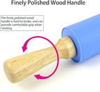 Silicone Rolling Pin for Baking Non-stick Rolling Pin Dough Roller Wooden - Image 3