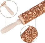 Embossed Wooden Rolling Pin Darker 3D Flower Rattan 35cm Rolling Pin - Image 3