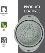 Dexas 10" Collapsible Silicone Colander in Sage, Kitchen Strainer - Image 4