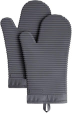 KITCHENAID Ribbed Soft Silicone Oven Mitt 2-Pack Set, Charcoal Grey by KitchenAid