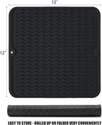 Silicone Dish Drying Mat, Non-Slip Easy Clean Sink Mat Large Heat-resistant - Image 2