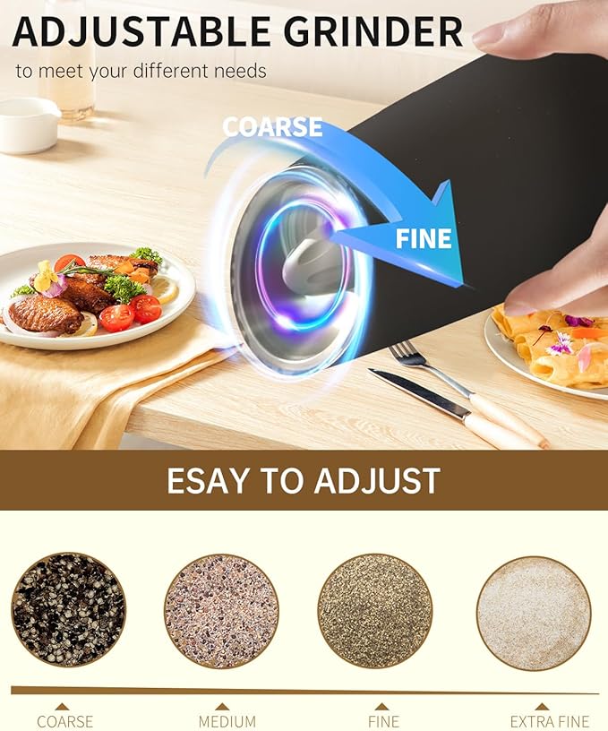 CIRCLE JOY Rechargeable Salt and Pepper Grinder Set Gravity Electric Salt and - Image 5