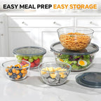 Glass Mixing Bowls with Lids Set of 5, Thick Glass Nesting Bowls - Image 2