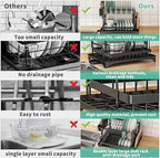 XLMYS Dish Drying Rack, 2 Tier Large Dish Drying Rack - Image 3