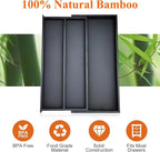 Bamboo Kitchen Tool Drawer Organizer Storage Black Cutlery Tray Expandable - Image 7
