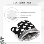 Black White Retro Polka Dot Oven Mitts and Pot Holders Sets of 4, Heat - Image 3