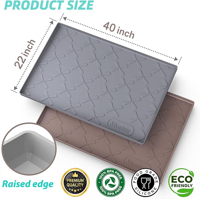 SIKADEER 40" x 22" Under Sink Mat Waterproof, Silicone Mat Kitchen Drawer Shelf - Image 3