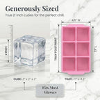 KitchFort Large Silicone Ice Cube Tray, Easy Release 2" Big Ice Cubes - Image 8