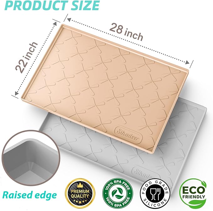 SIKADEER 28" x 22" Under Sink Mat Waterproof, Silicone Mat Kitchen Drawer Shelf - Image 3